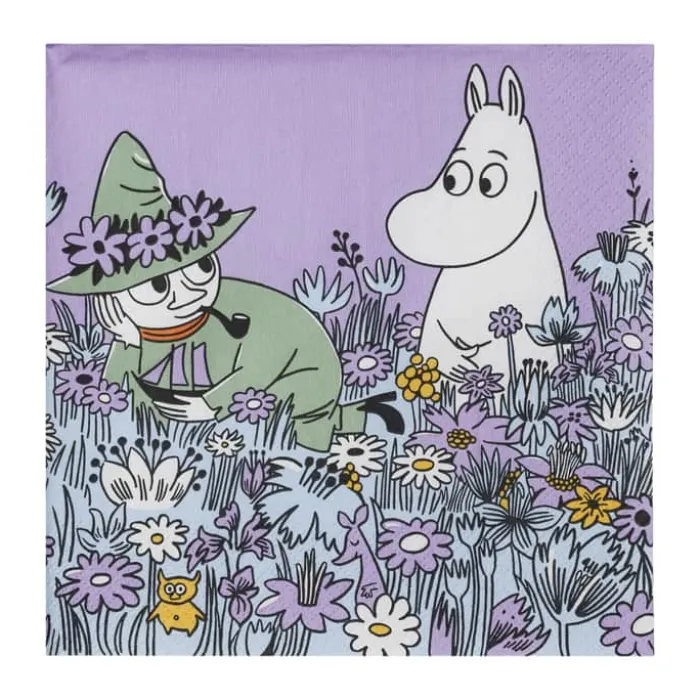 Moomin Arabia Venner for evigt Papirservietter - 20 stk. B 33 x L 33 cm - Papir - Lilla