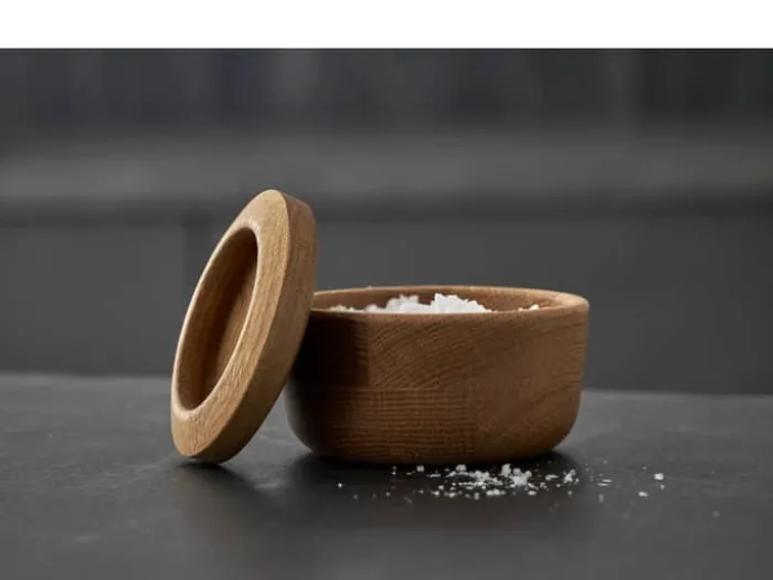 Morsø Kit Saltkar m. låg Ø 10 cm - Certificeret egetræ - Sort