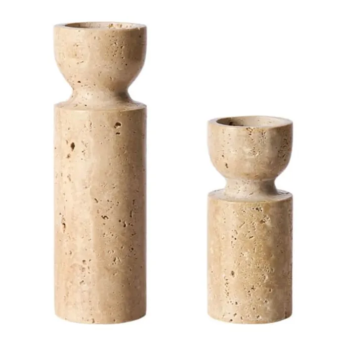 Muubs Minerva Fyrfadsstage - 2 stk. Ø 5,5 cm - Keramik - Creme