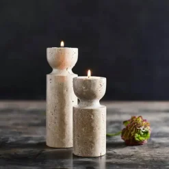 Muubs Minerva Fyrfadsstage - 2 stk. Ø 5,5 cm - Keramik - Creme
