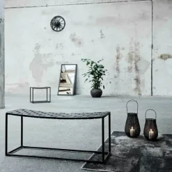 Muubs Soho Bænk H 42 x L 100 cm - Pulverlakeret jern/læder - Sort