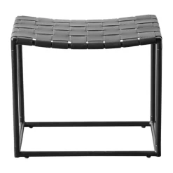 Muubs Soho Taburet H 42 x B 50 cm - Pulverlakeret jern/læder - Sort