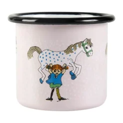 Muurla Pippi Krus - Pippi & Hesten 15 cl - Emaljeret stål - Lyserød