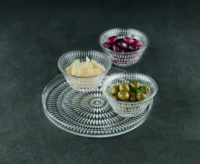 Nachtmann Ethno Serveringssæt - 4 stk. Ø 11/22 cm - Krystalglas - Klar