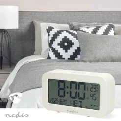 Nedis Digitalt Vækkeur H 7,7 x B 13,7 x L 3,5 cm - Plastik - Hvid