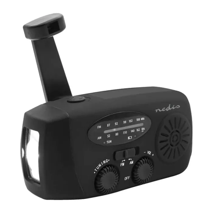 Nedis Nødradio Genopladelig - Powerbank funktion - Sort