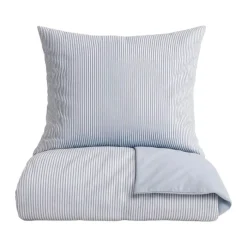 omhu Mini Strib Sengetøj B 140 x L 220 cm - Økologisk bomuld - Blå