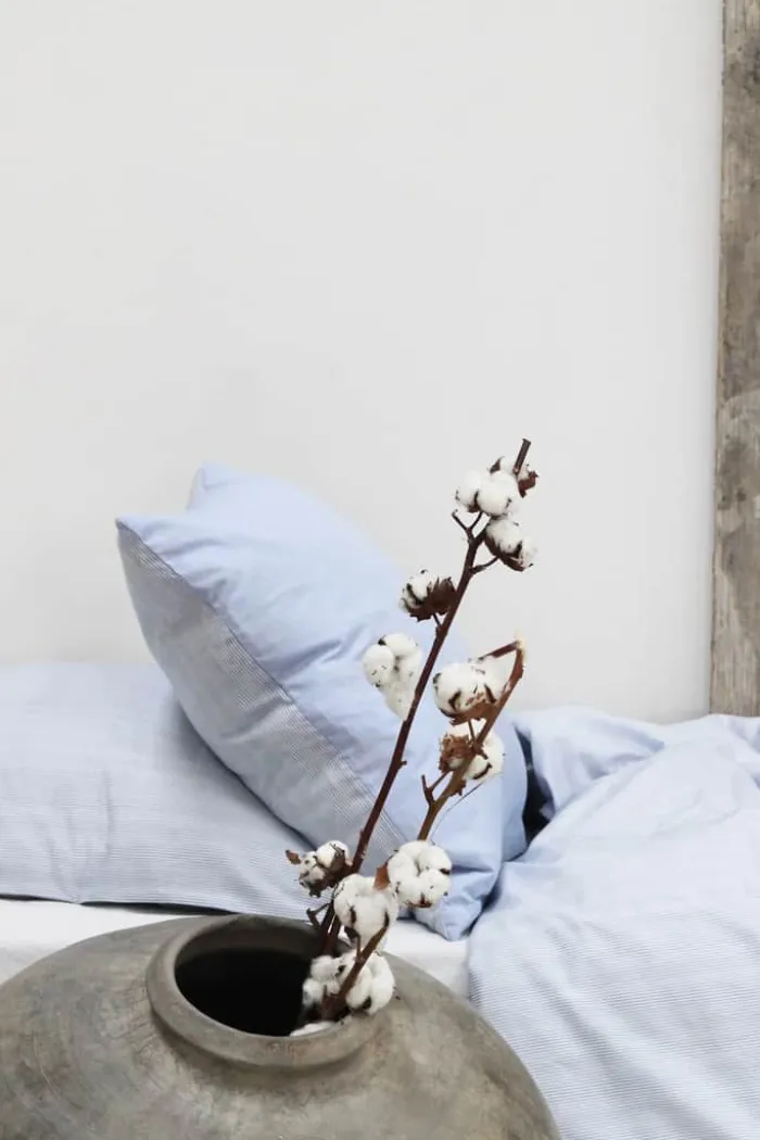 omhu Mini Strib Sengetøj B 140 x L 220 cm - Økologisk bomuld - Blå