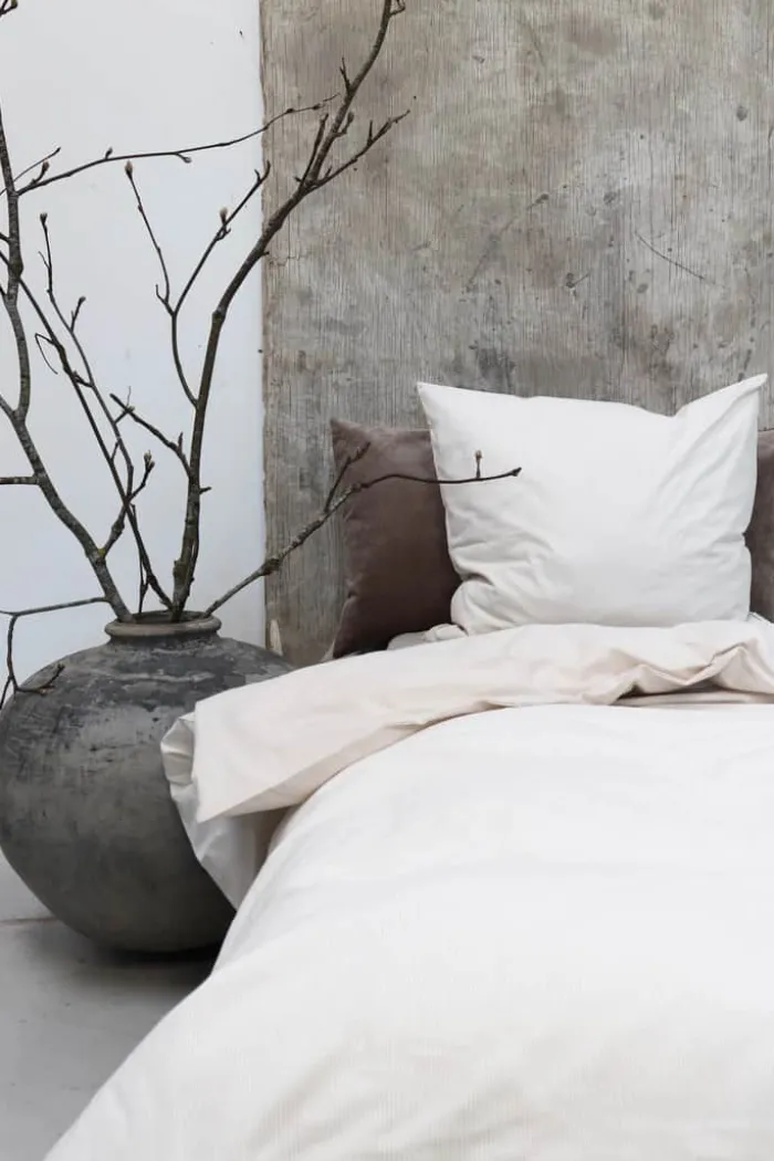 omhu Mini Strib Sengetøj B 140 x L 200 cm - Økologisk bomuld - Sand
