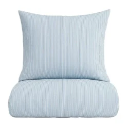 omhu Multi Strib Sengetøj B 140 x L 200 cm - Økologisk bomuld - Lyseblå