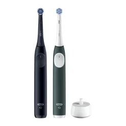 Oral-B iO 2 DUO Elektriske Tandbørste - 2 stk. Auto trykkontrol - 3 indstillinger - Night Black & Forest Green