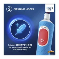 Oral-B Vitality Pro Kids Elektrisk Tandbørste - Spiderman 2 børsteindstillinger - Fra 3 år - Inkl. 4 klistermærker