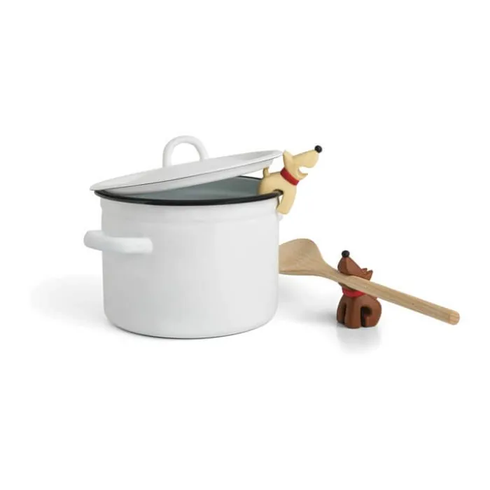 OTOTO Buddy Ske- og grydelågsholder - 2 stk. H 7,8 cm - Silikone - Gul/brun