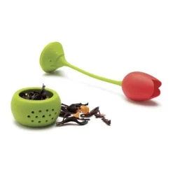 OTOTO Tulip Tefilter H 16 cm - Silikone/rustfrit stål - Grøn/rød