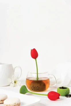 OTOTO Tulip Tefilter H 16 cm - Silikone/rustfrit stål - Grøn/rød