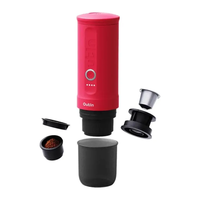 Outin Nano Espressomaskine 80 ml - Transportable - Rød