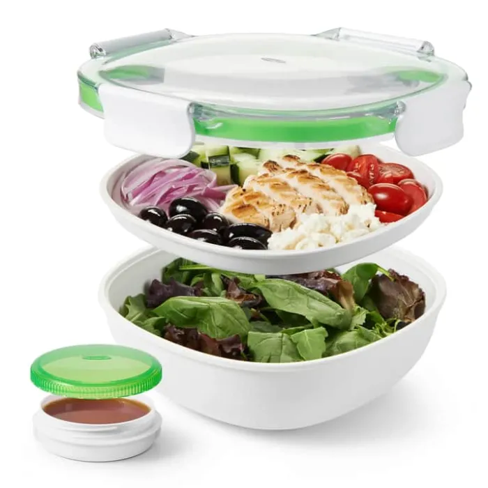 OXO Good Grips Salatbeholder L 20,5 x B 17 cm - PP-plastik/Silikone - Hvid/klar