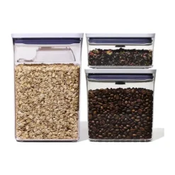 OXO POP Opbevaringssæt - 3 stk. 2,6/1,6/0,6 liter - ABS-plastik/silikone - Transparent/hvid