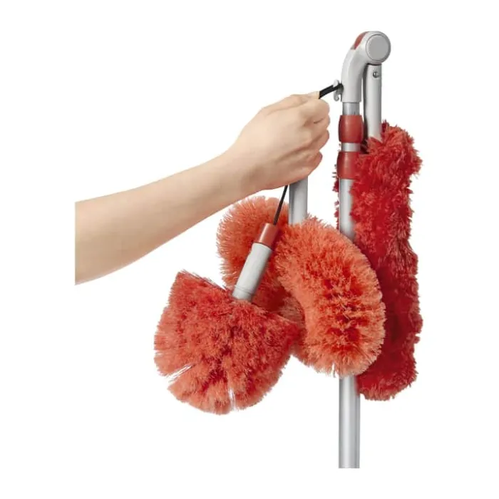 OXO Støvkost m. Teleskopstang Inkl. tilbehør - Nylon/polypropylen/plastik/polyester- Rød