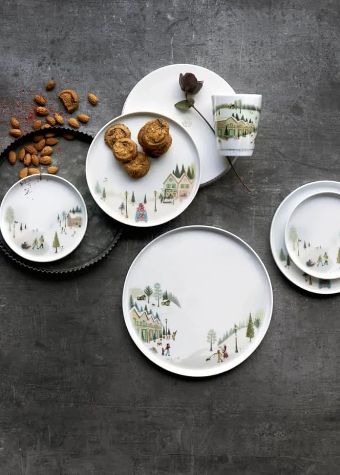 Pillivuyt Vinter Tallerken Ø 26 cm - Porcelæn - Hvid/rød/grøn/brun