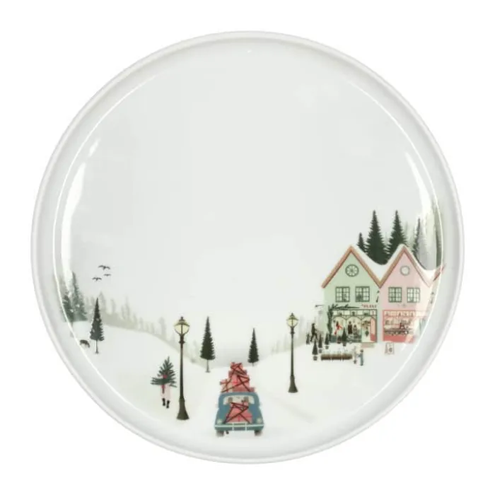 Pillivuyt Vinter Tallerken Ø 20 cm - Porcelæn - Hvid/rød/grøn/brun
