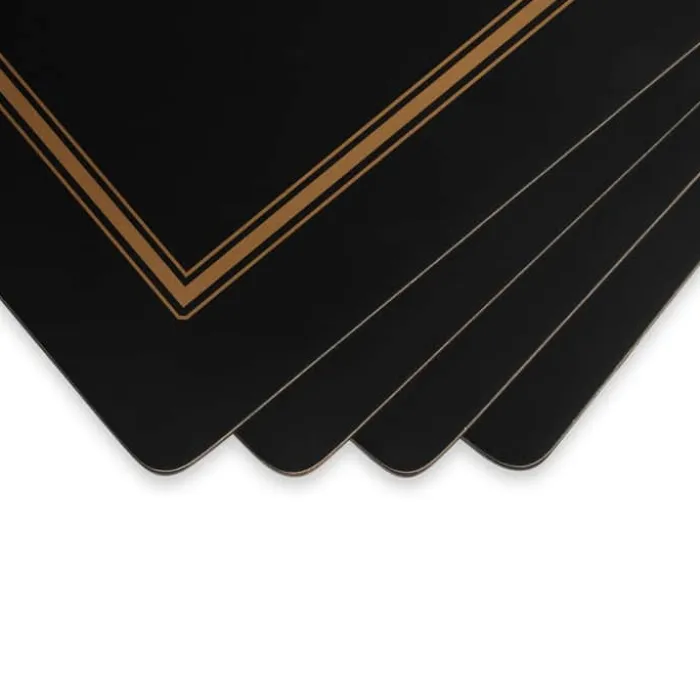 Pimpernel Dækkeservietter - 4 stk. B 29,8 x L 40,1 cm - MDF/kork - Sort