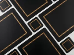 Pimpernel Pimpernel Glasbrikker - 6 stk. B 10,5 x L 10,5 cm - MDF/kork - Sort/guld