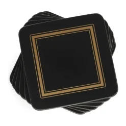 Pimpernel Pimpernel Glasbrikker - 6 stk. B 10,5 x L 10,5 cm - MDF/kork - Sort/guld