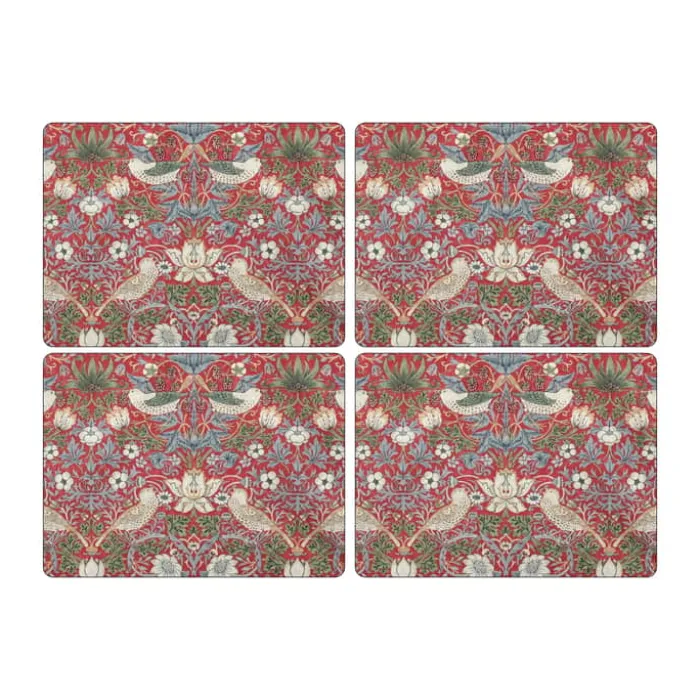 Pimpernel Strawberry Thief Dækkeserviet - 4 stk. B 40,1 x L 29,8 cm - MDF/kork - Rød
