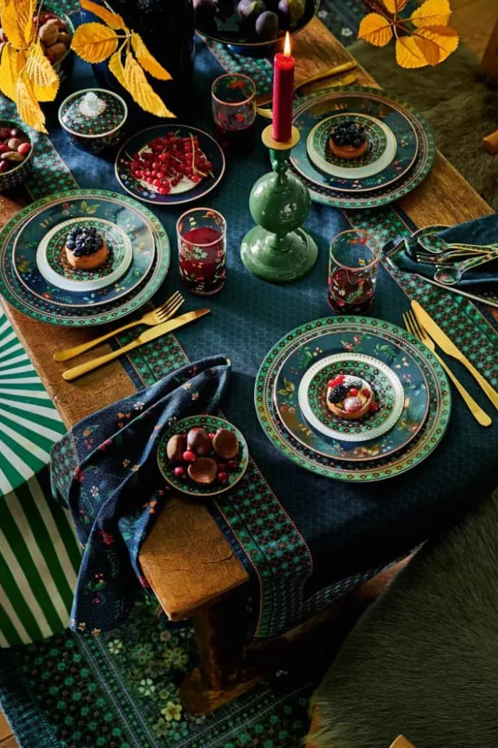 PIP Studio Berry Blues Fad på fod Ø 32 x H 12,5 cm - Metal - Mørkeblå