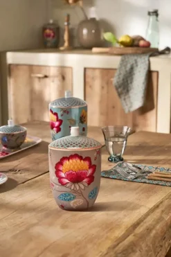 PIP Studio Blooming Tales Opbevaringskrukke 1,5 liter - Porcelæn - Khaki
