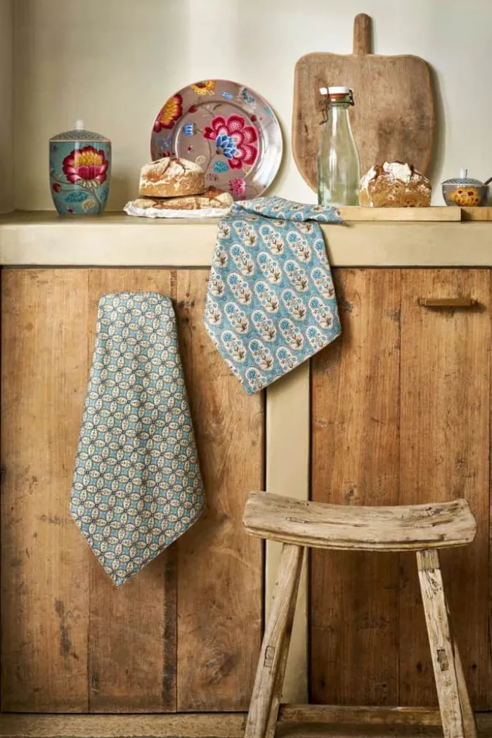 PIP Studio Blooming Tales Viskestykker - 2 stk. B 50 x L 70 cm - Bomuld - Blå