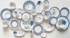 PIP Studio Blue Bird Tallerken B 21,8 x L 30 cm - Porcelæn - Hvid/blå