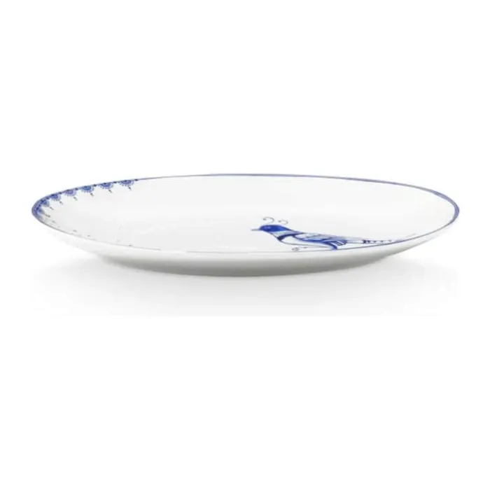 PIP Studio Blue Bird Tallerken B 21,8 x L 30 cm - Porcelæn - Hvid/blå