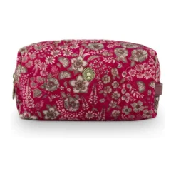 PIP Studio Coco Kosmetiktaske H 10 x B 21,5 cm - Polyester/fløjl - Pink bloom