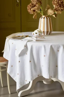 PIP Studio Dot Delight Dug B 160 x L 250 cm - Bomuld/linned - Hvid/guldfarvet