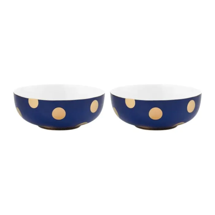 PIP Studio Dot Delight Skål - 2 stk. Ø 20 cm - Porcelæn - Mørkeblå