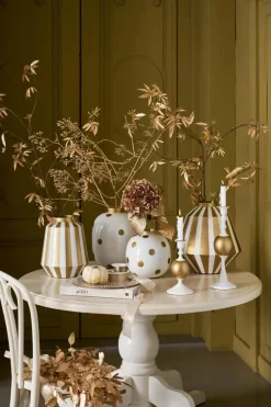 PIP Studio Dot delight Vase Ø 8 x H 23 cm- Metal - Withe Gold