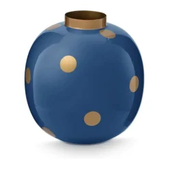 PIP Studio Dot delight Vase Ø 8 x H 23 cm - Metal - Navy