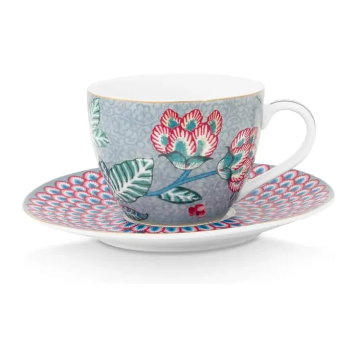 PIP Studio Flower Festival Espressokop - 2 stk. 12 cl - Porcelæn - Blue