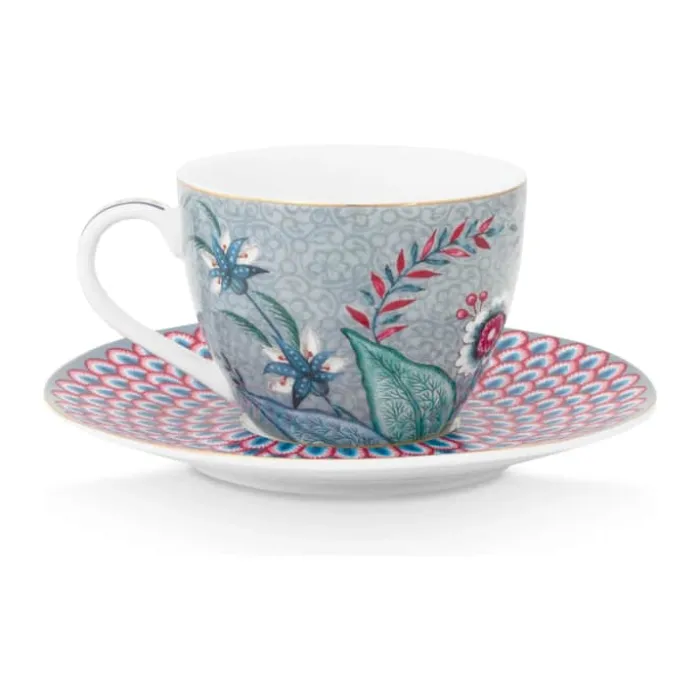 PIP Studio Flower Festival Espressokop - 2 stk. 12 cl - Porcelæn - Blue