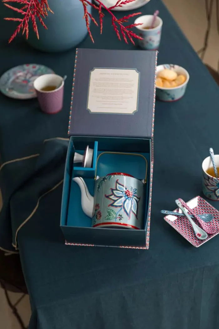 PIP Studio Flower Festival Tekande 1 liter - Porcelæn - Blue