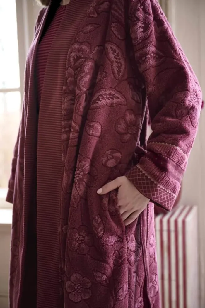 PIP Studio Jasmin Jacquard Badekåbe Str. L - Bomuld - Pink