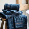 PIP Studio Jasmin Jacquard Håndklæde B 70 x L 140 cm - Bomuld - Blå