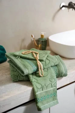 PIP Studio Jasmin Jacquard Vaskeklud B 16 x L 22 cm - Bomuld - Grøn