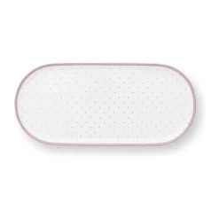 PIP Studio Jolie Dots Fad B 12 x L 25 cm - Porcelæn - Lyserød