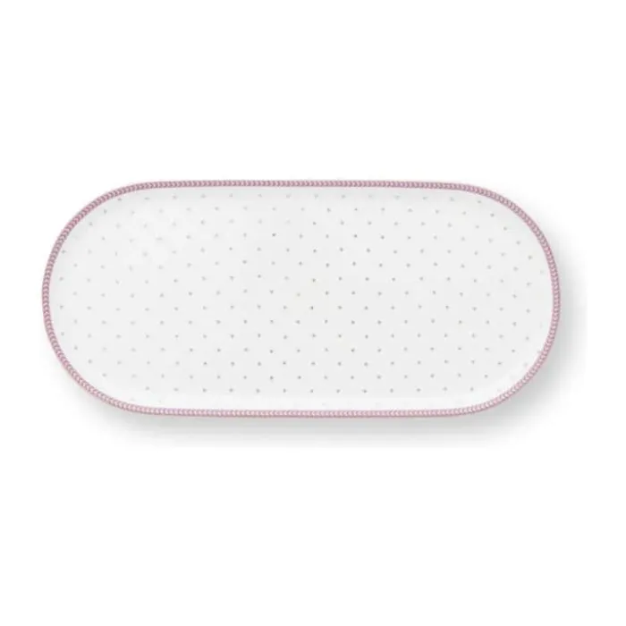 PIP Studio Jolie Dots Fad B 12 x L 25 cm - Porcelæn - Lyserød