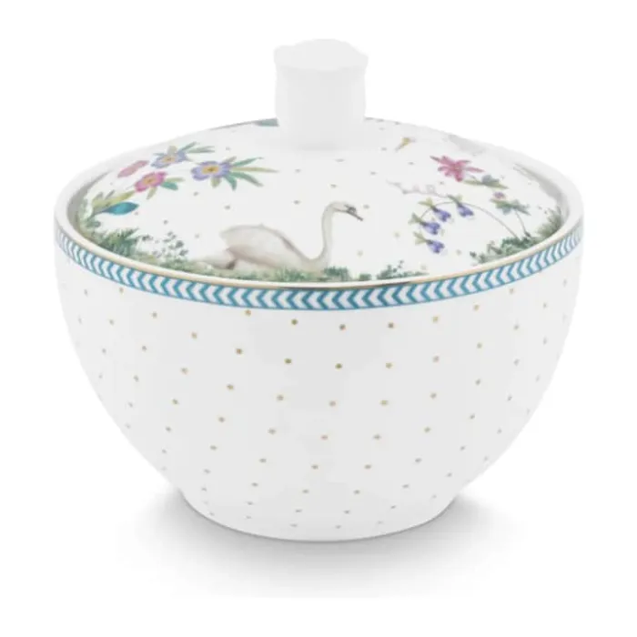 PIP Studio Jolie Dots Sukkerskål 300 ml - Porcelæn - Hvid/lysegrøn