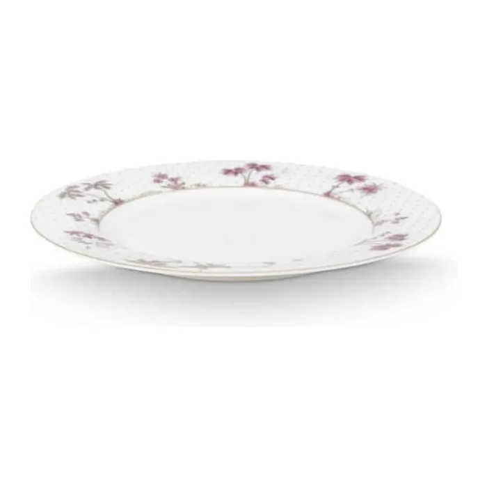 PIP Studio Jolie Dots Tallerken Ø 26,5 cm - Porcelæn - Hvid/lyserød