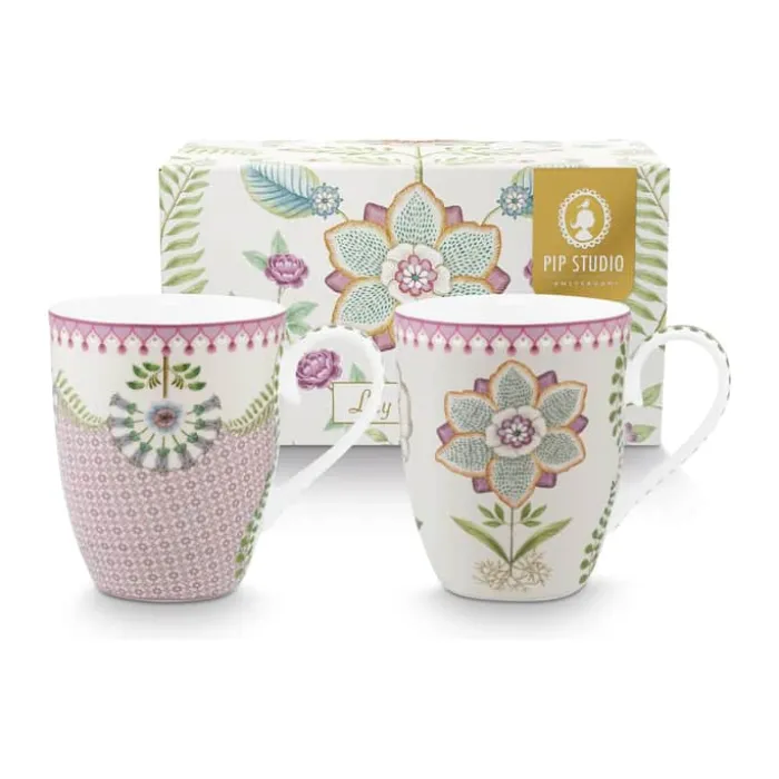 PIP Studio Lily & Lotus Krus - 2 stk. 35 cl - Porcelæn - Lilac